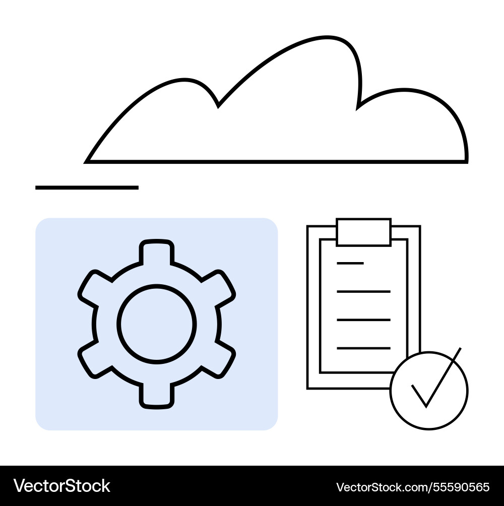 Cloud computing with gear and checklist Cloud computing with gear and checklist vector image