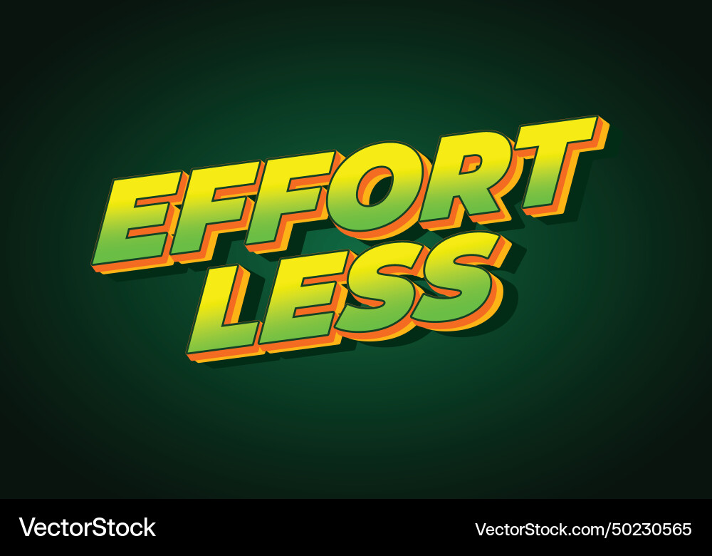 Effortless text effect in 3d look with eye Effortless text effect in 3d look with eye vector image