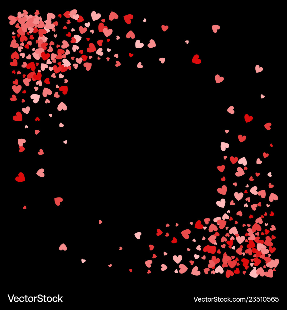 Frame or border of random scatter hearts Frame or border of random scatter hearts vector image