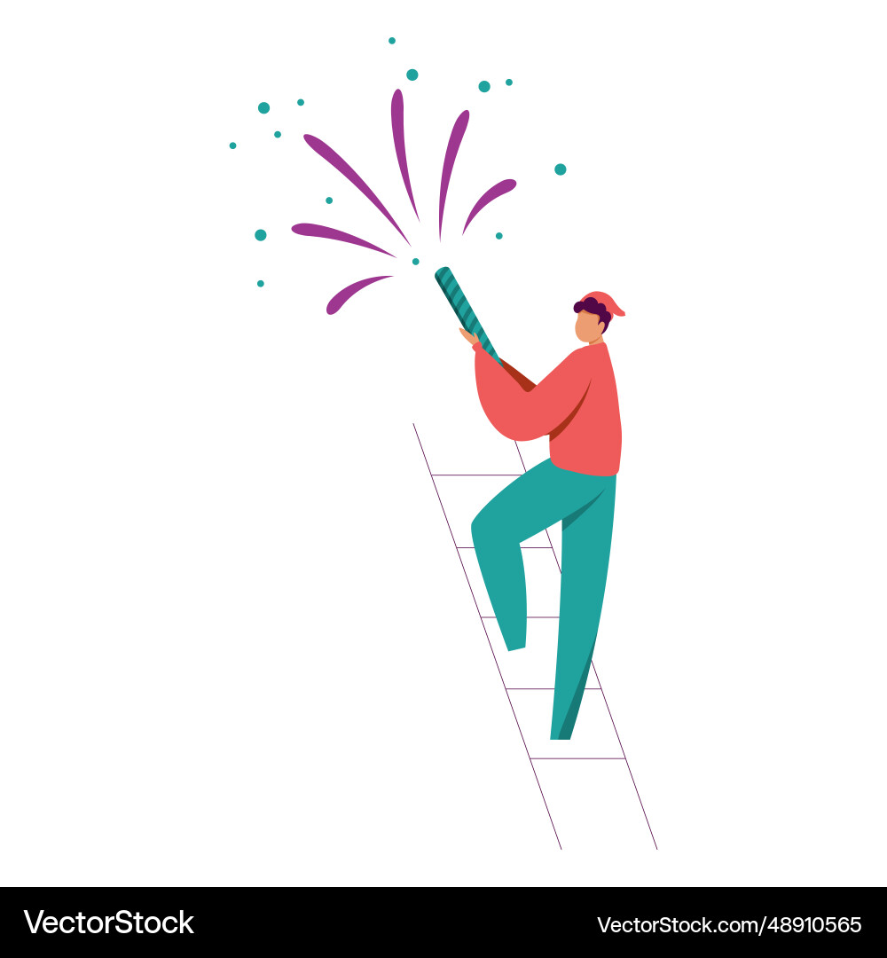 Man with fireworks character Man with fireworks character Vector Image