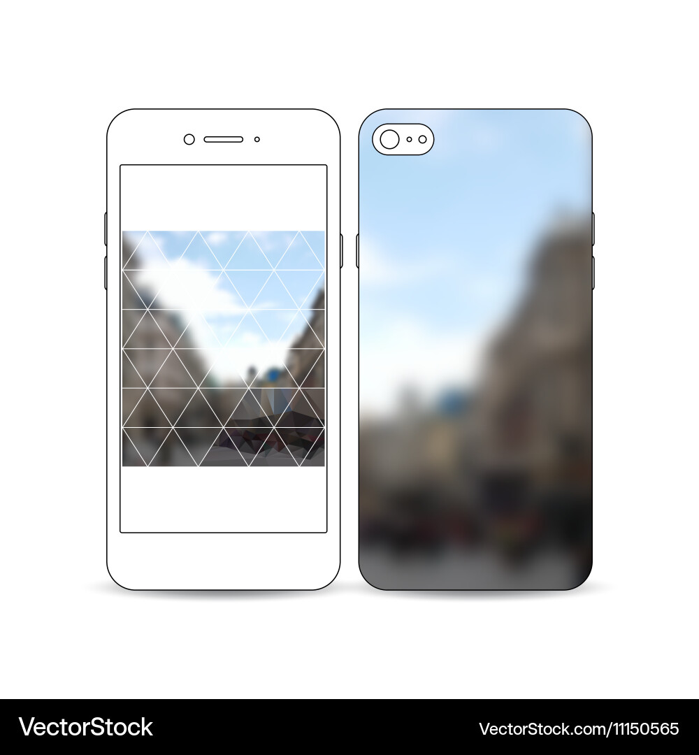 Mobile smartphone with an example of the screen vector image