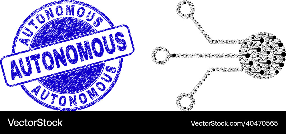 Rubber autonomous stamp and sensor connection Vector Image
