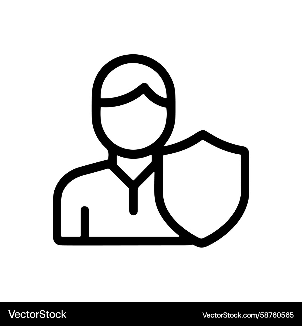 Security Guard with Shield Icon Vector Image