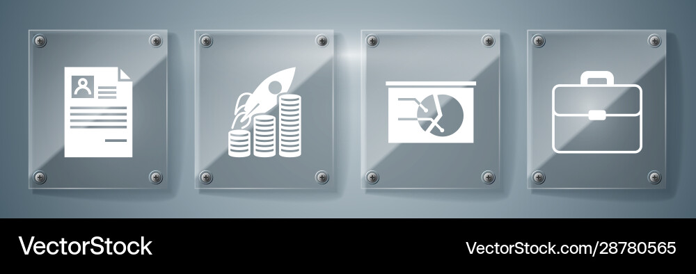 Set briefcase board with graph chart rocket Set briefcase board with graph chart rocket vector image