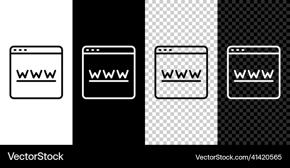 Set line browser window icon isolated on black Set line browser window icon isolated on black Vector Image