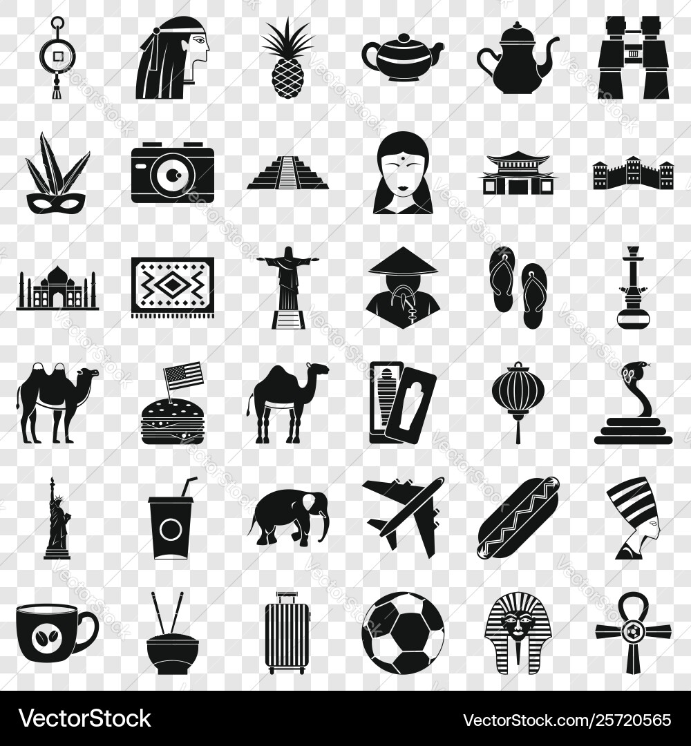 Tour icons set simple style Vector Image