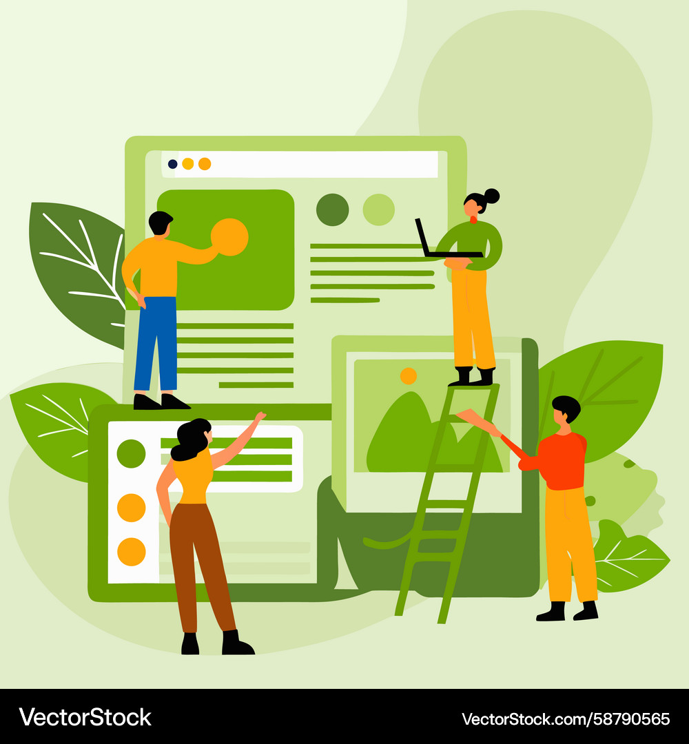 Web design team people a user interface Web design team people a user interface Vector Image