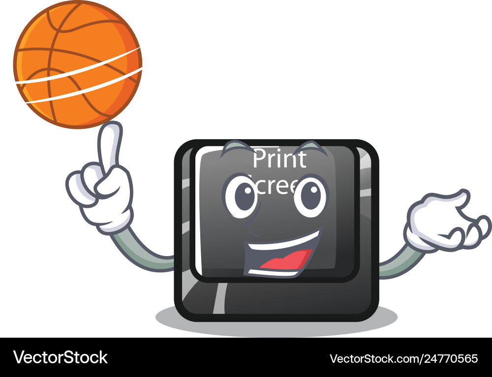 With basketball button print screen computer vector image