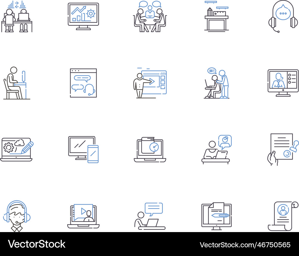 Workflow outline icons collection process Vector Image