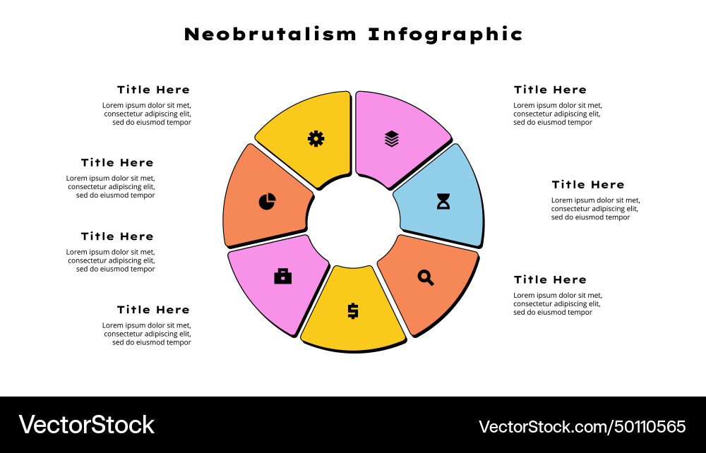 Zyklus-Neobrutalismus-Diagramm unterteilt in 7 Sektoren Zyklus-Neobrutalismus-Diagramm unterteilt in 7 Sektoren vektorbild