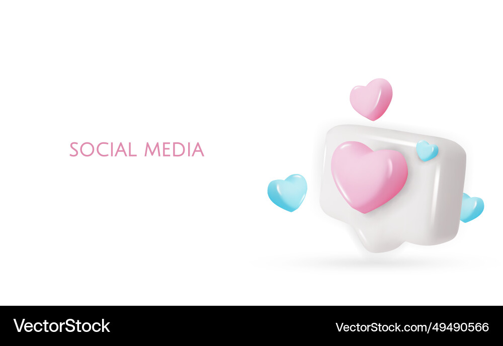 3d icon message dialog button with heart Vector Image