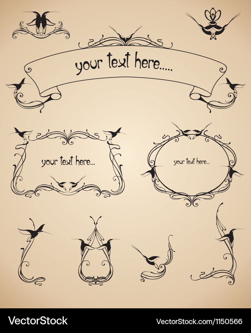Frames and calligraphic elements set Vector Image