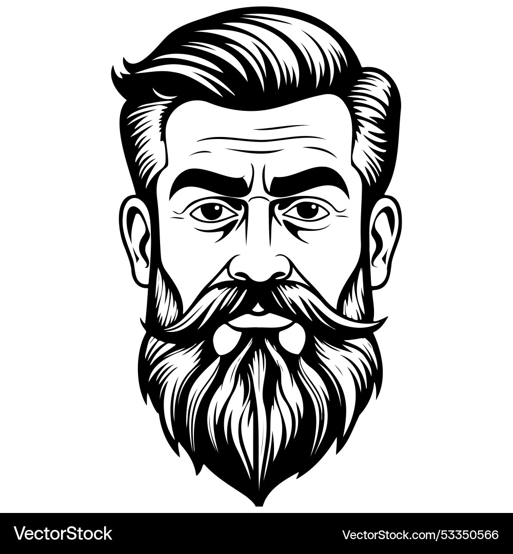 Isolated Beard Hand Drawn Line Transparent Vector Image