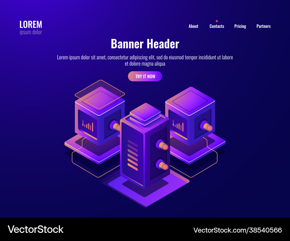 Processing center isometric icon hardware server Processing center isometric icon hardware server vector image