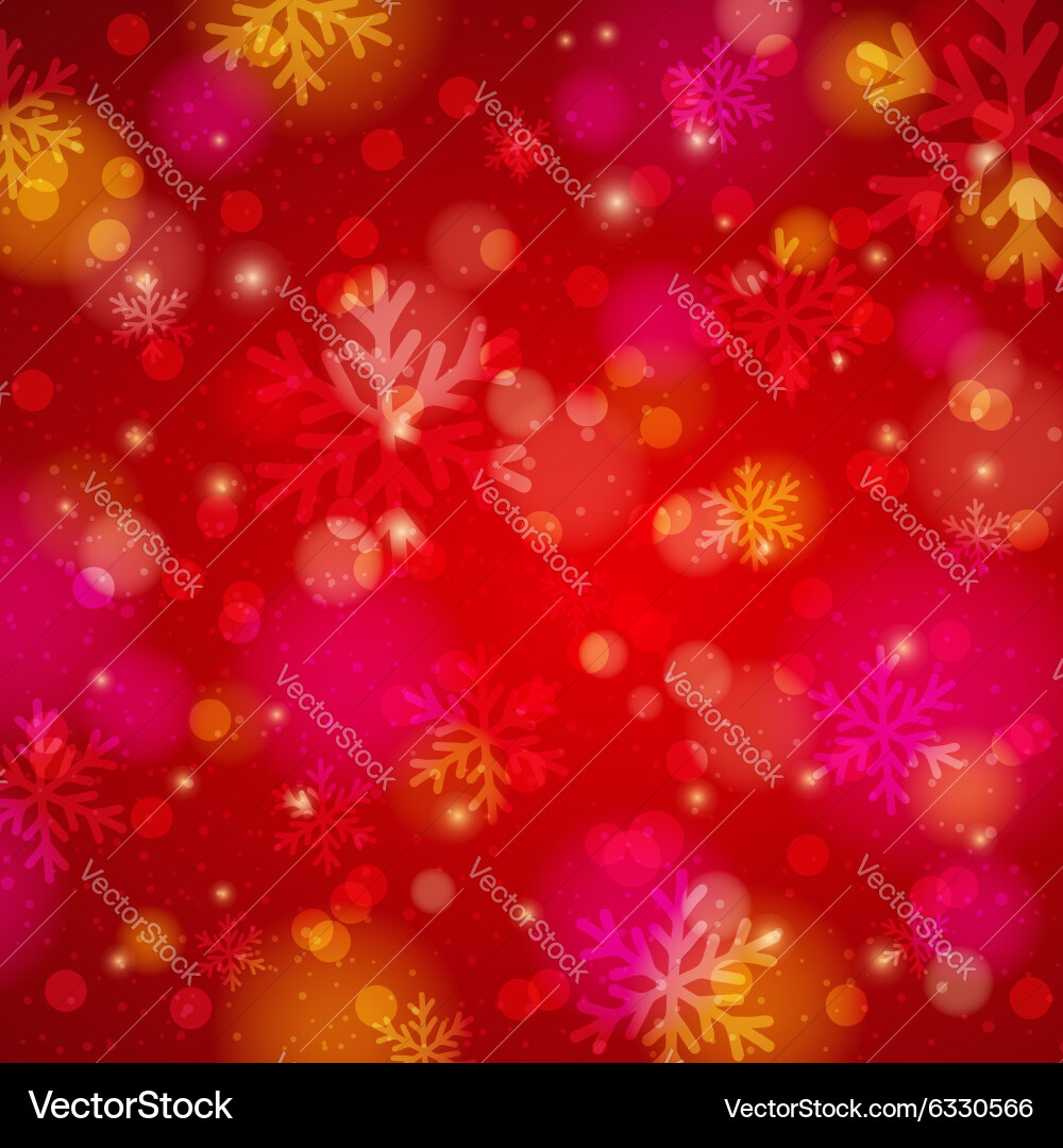 Red Snowflake Bokeh Background Vector Image