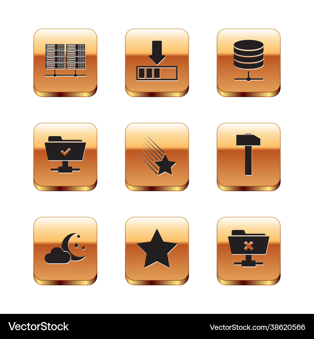 Set server data web hosting cloud with moon Set server data web hosting cloud with moon vector image