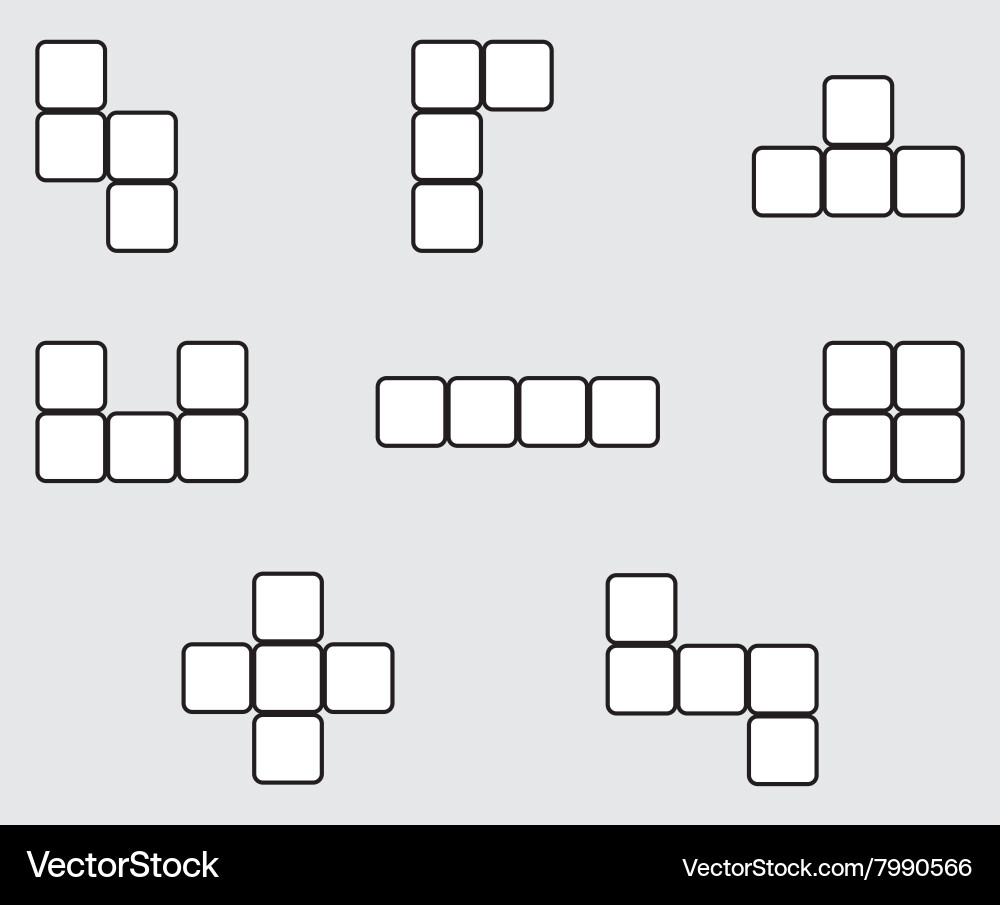 Tetris element set linear design vector image