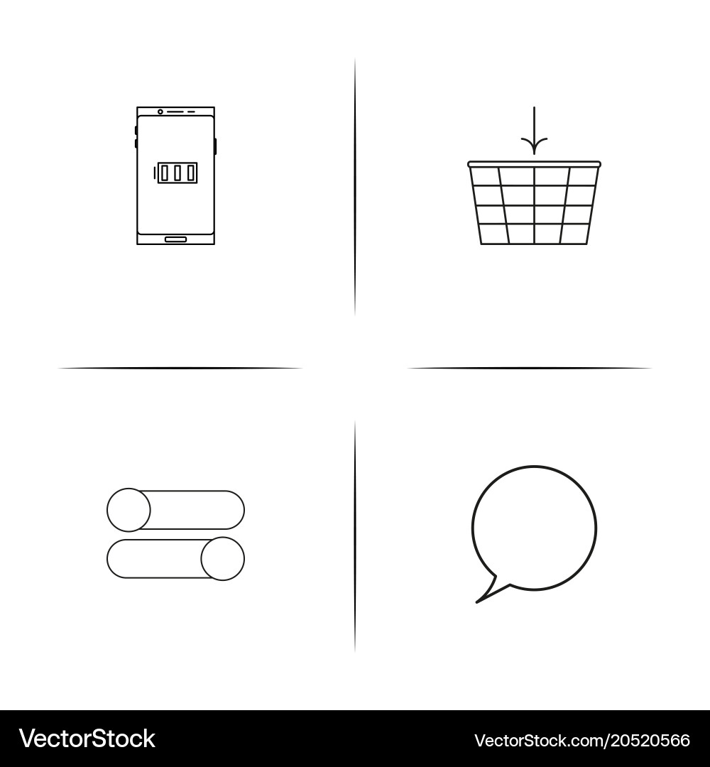 User interface simple linear icons set outlined vector image