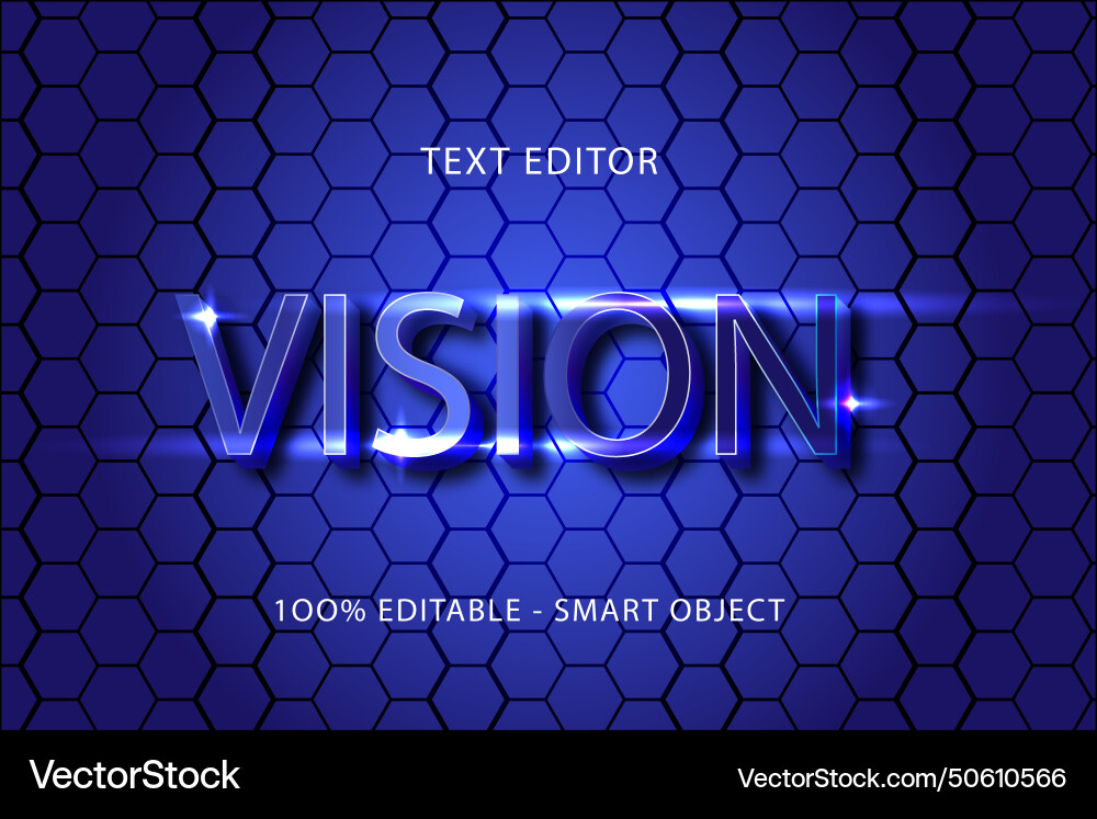 Vision editable text effect 3 dimension emboss Vector Image