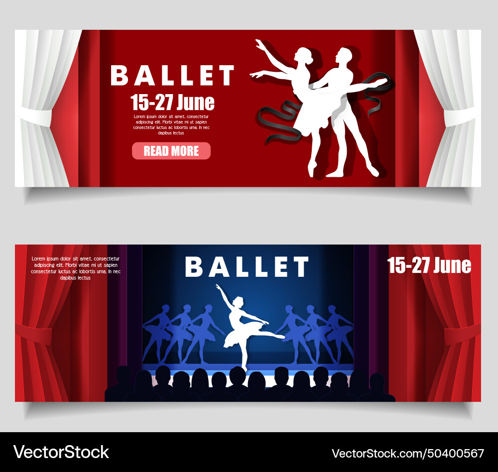 Ballet Website Header Banner mit Tänzern gesetzt Ballet Website Header Banner mit Tänzern gesetzt vektorbild