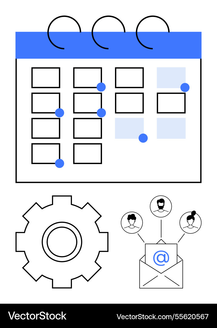Calendar with task planning email networking Calendar with task planning email networking vector image