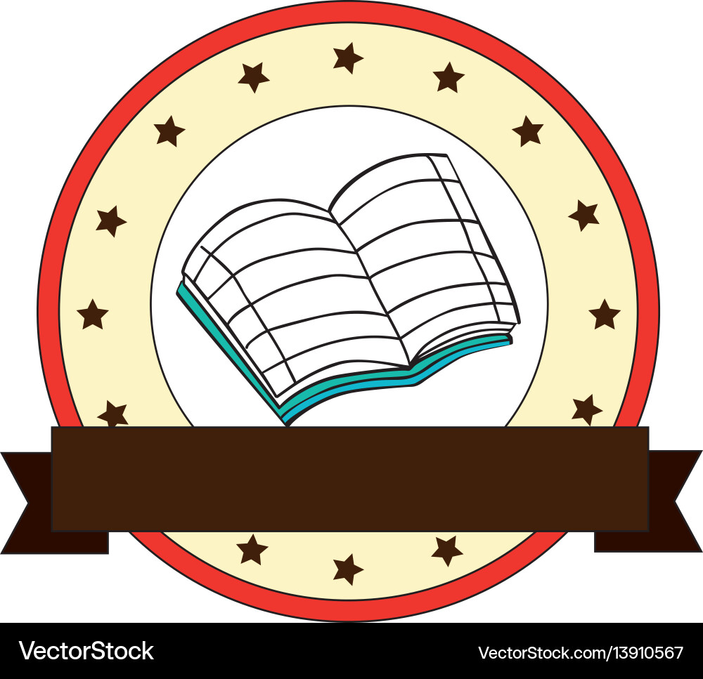 Circular border with starts and open notebook vector image