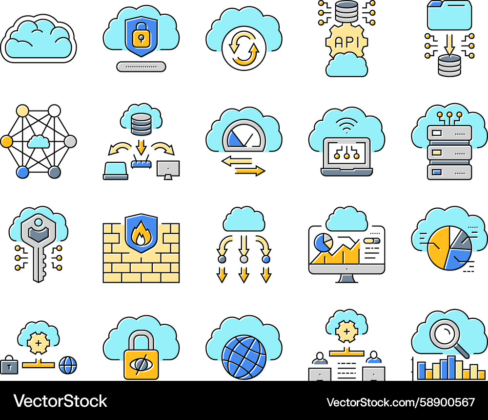 Cloud Computing Icons - Virtualization Vector Image
