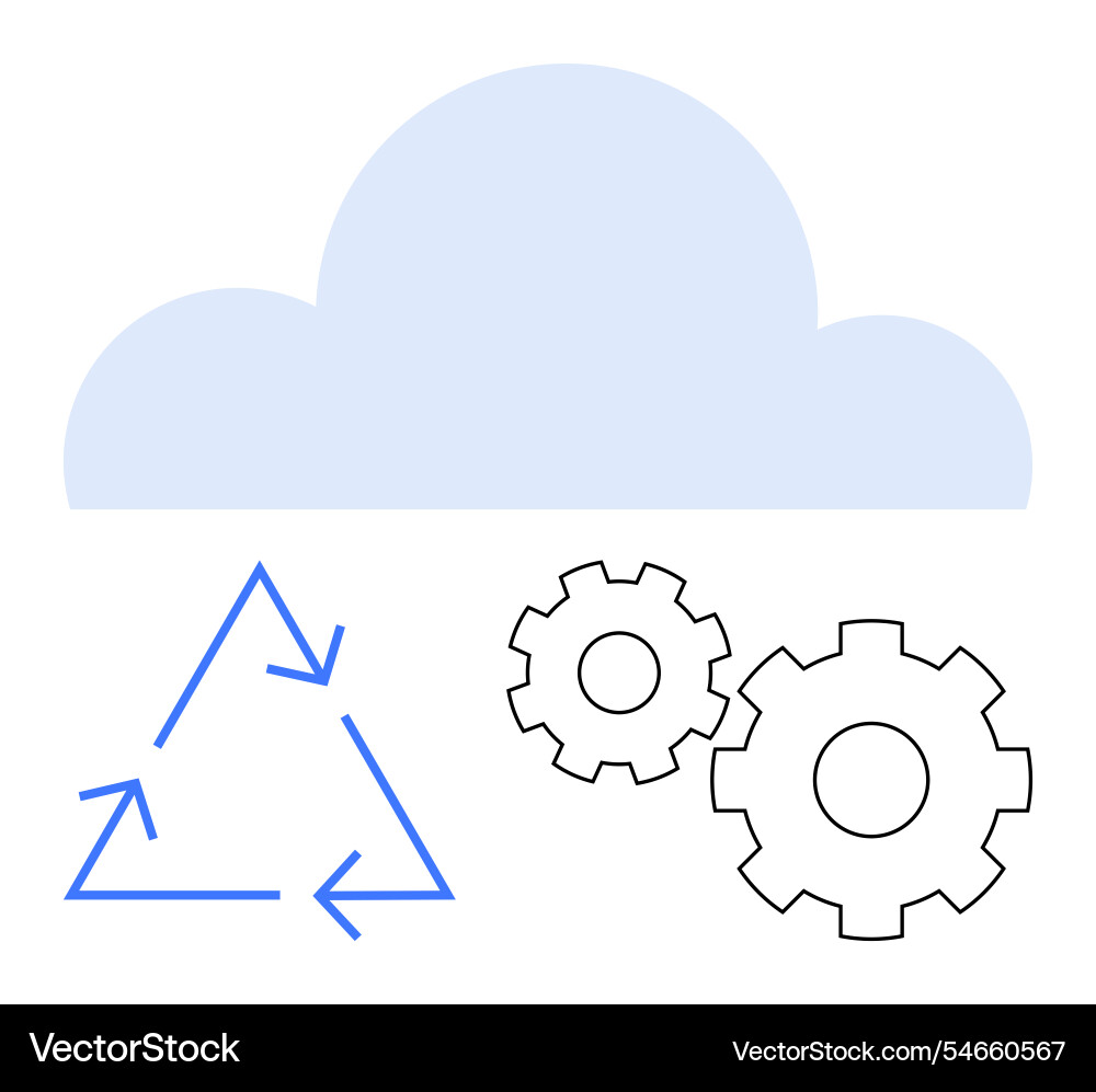 Cloud computing with recycling triangle and two Cloud computing with recycling triangle and two vector image