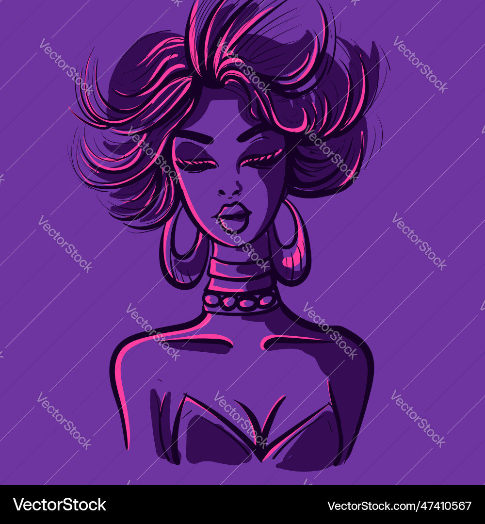 Ditial art of a drag queen with jewelry and makeup Ditial art of a drag queen with jewelry and makeup vector image