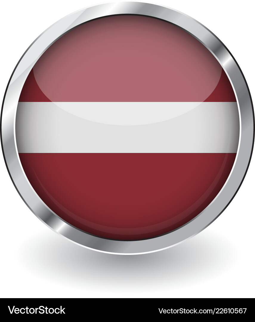 Flag of latvia button with metal frame and shadow Flag of latvia button with metal frame and shadow vector image