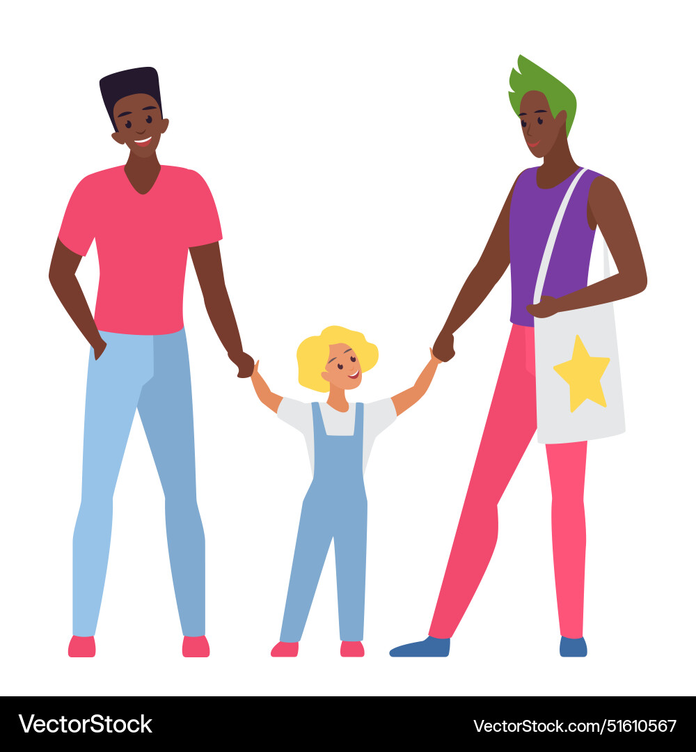 Happy lgbt Familie zusammen stehen männlich Happy lgbt Familie zusammen stehen männlich vektorbild