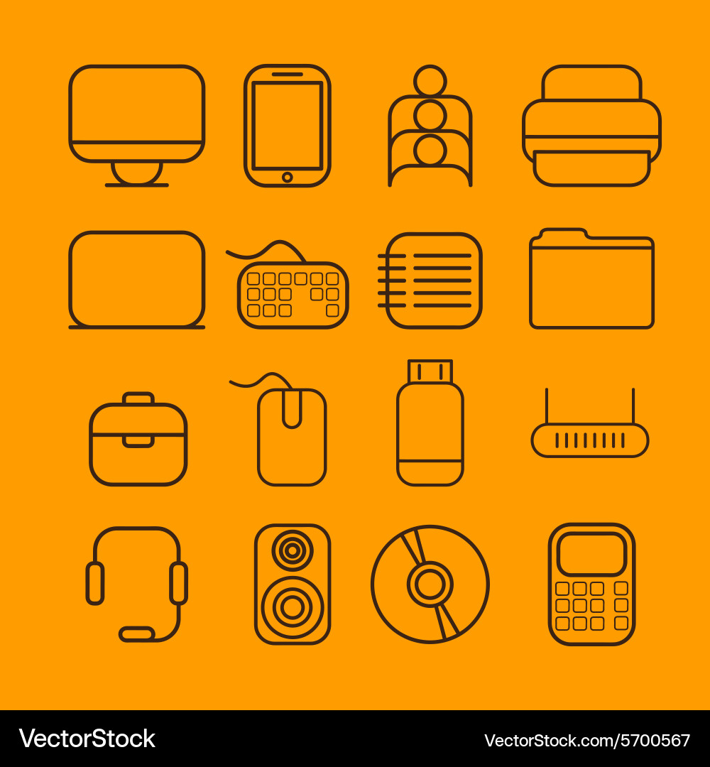 Line craft icons for business with computer theme Vector Image