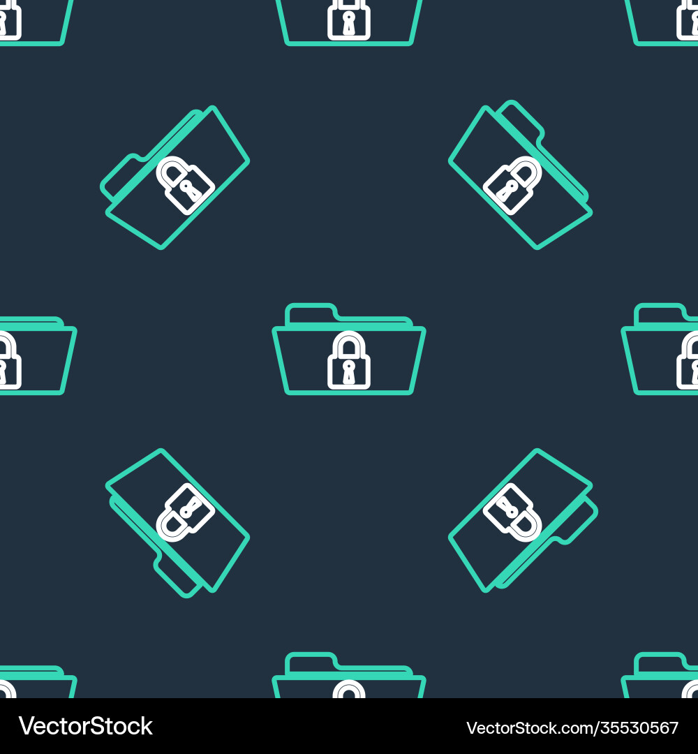 Line folder and lock icon isolated seamless Line folder and lock icon isolated seamless vector image