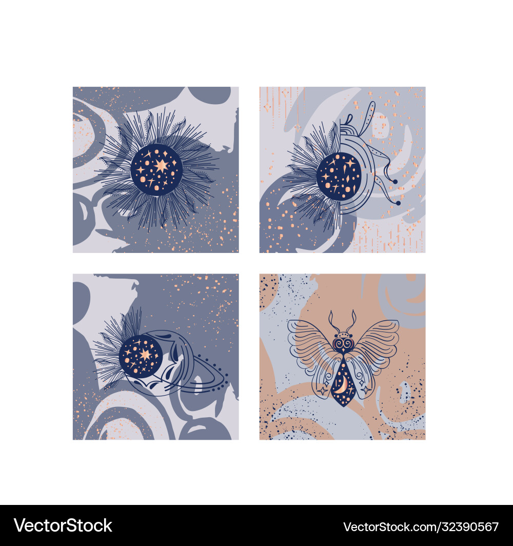 Magic celestial composition with a bug mandala Vector Image
