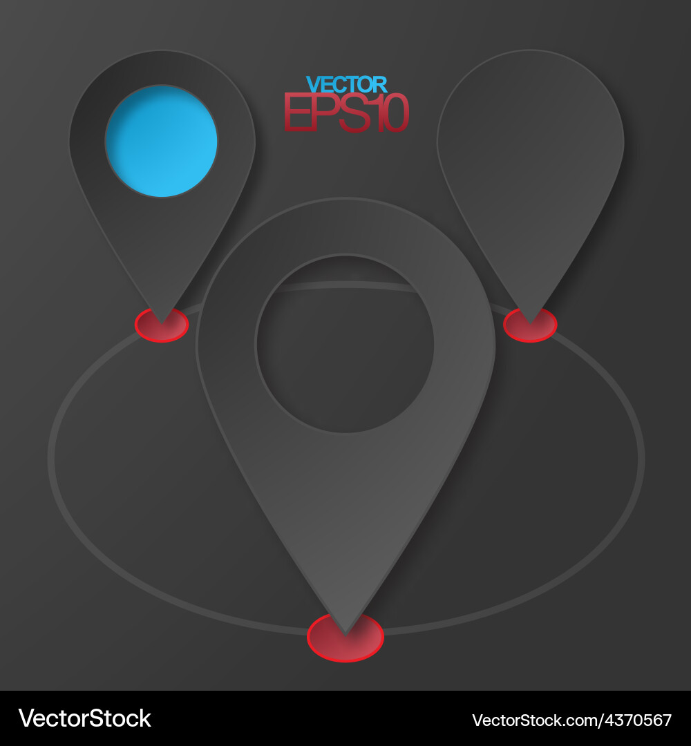 Modern flat design map markers with drop shadows vector image