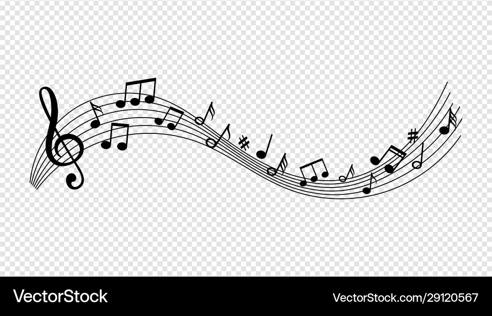 Music wave with notes Royalty Free Vector Image