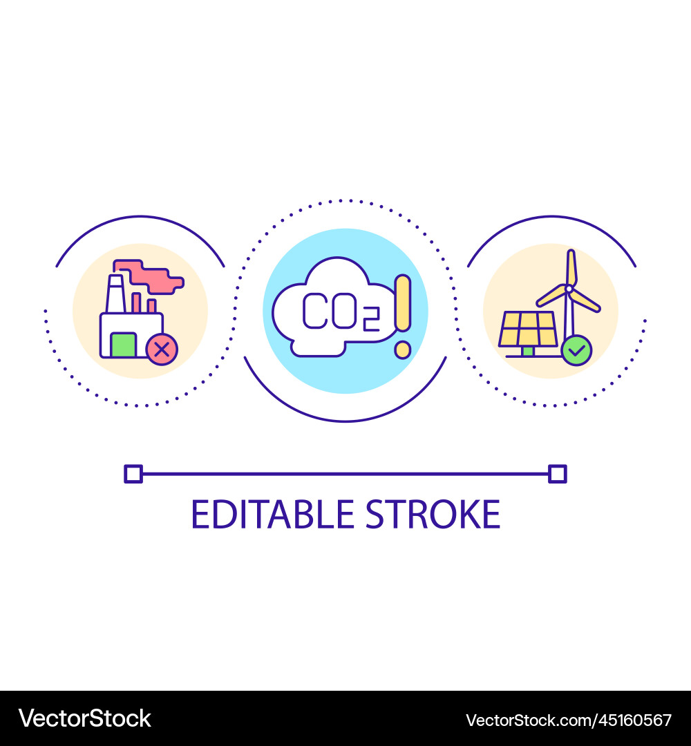 Reduce carbon emissions loop concept icon Reduce carbon emissions loop concept icon Vector Image