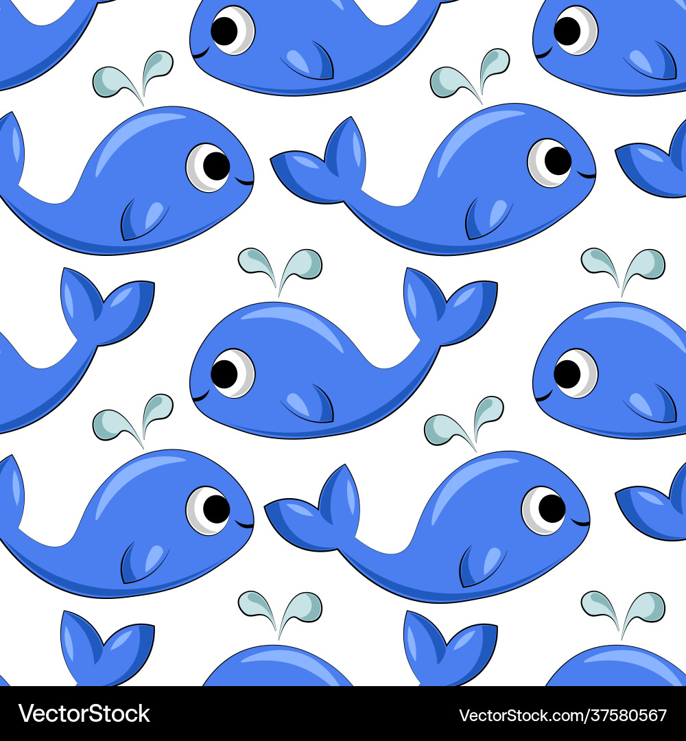 Seamless pattern with color little whale Seamless pattern with color little whale vector image