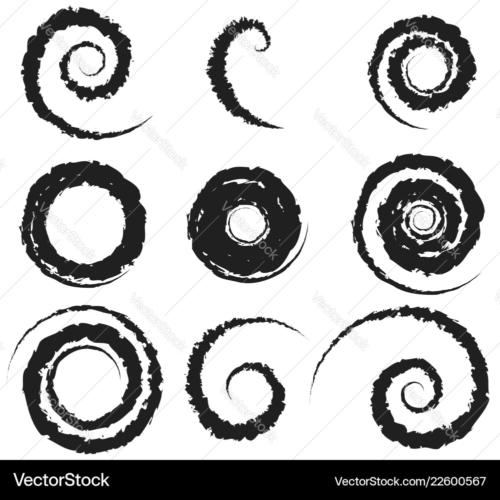 Spiral vortex element set 9 different circular Vector Image