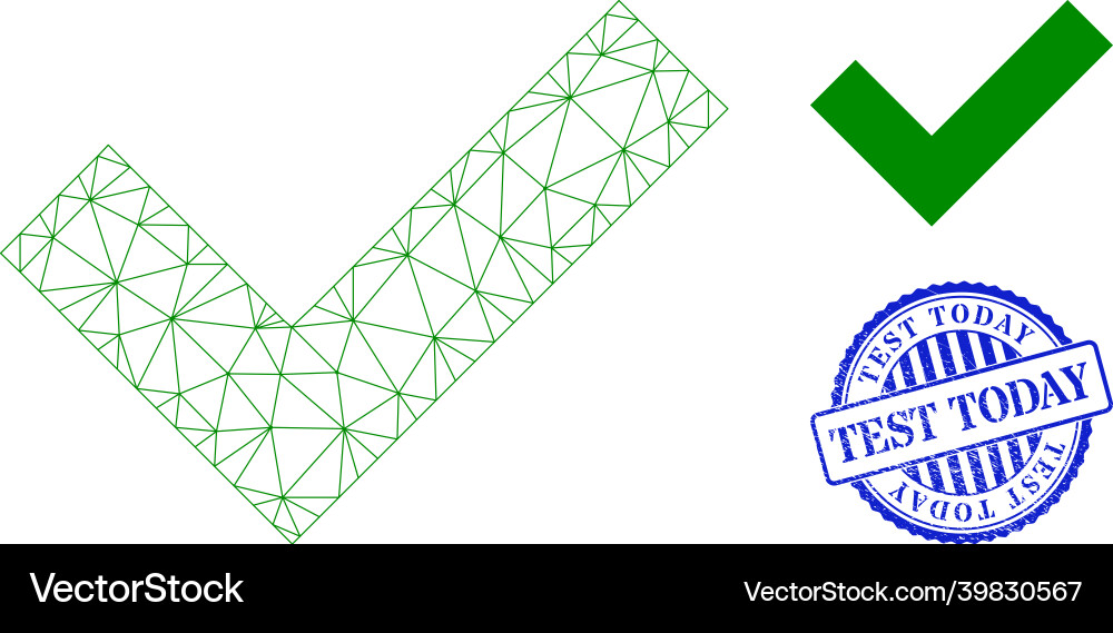 Test today textured rubber imprint and web network Test today textured rubber imprint and web network vector image