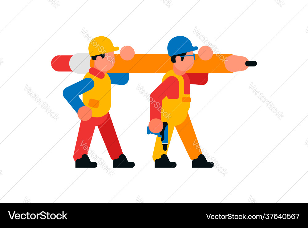 Workers carrying a large cardash builders Vector Image