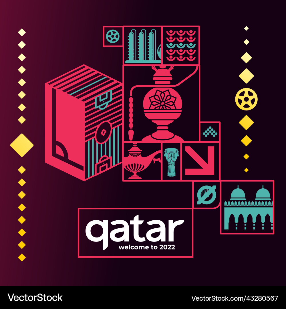 World of qatar pattern with modern and traditional vector image