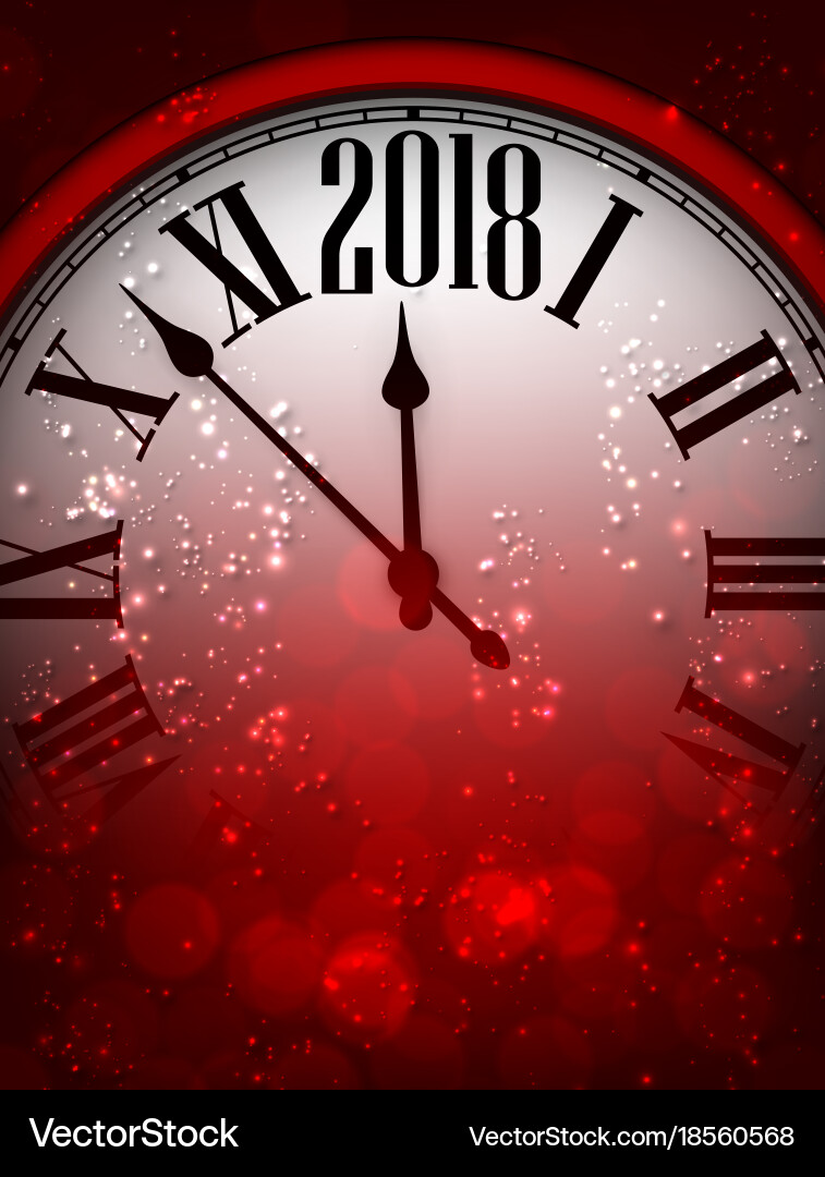 2018 new year background with clock vector image