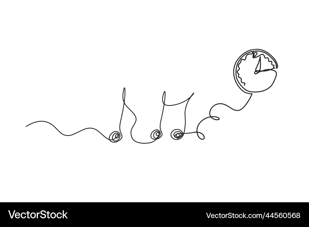 Abstract whole note with clock as continuous Abstract whole note with clock as continuous vector image