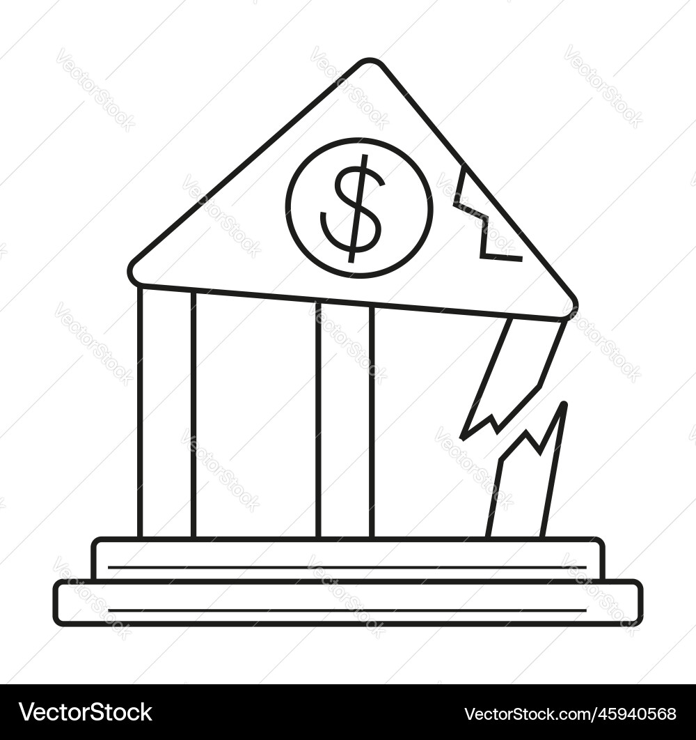 Bank failure icon for logo web app ui bankrupt Vector Image