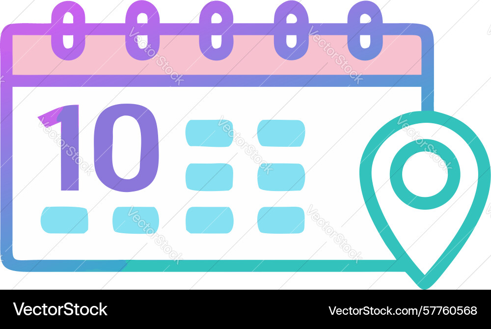 Calendar with location pin on date 10 icon design vector image