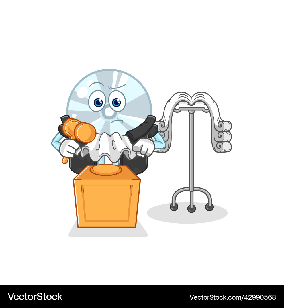 Cd judge holds gavel character Cd judge holds gavel character vector image