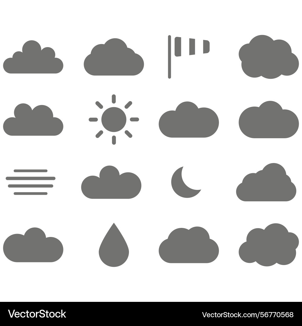 Clouds icons set of in different form Vector Image
