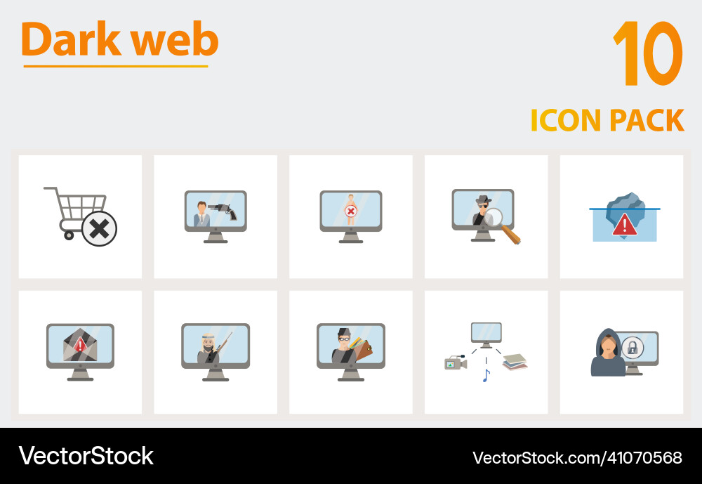 Dark web icon set collection of simple elements Vector Image