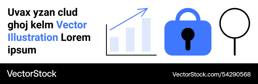 Data analysis growth chart with security lock Vector Image